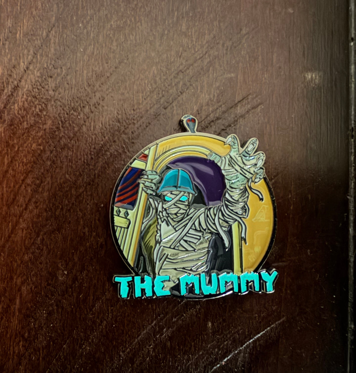 The Mummy magnetic glow in the dark pin